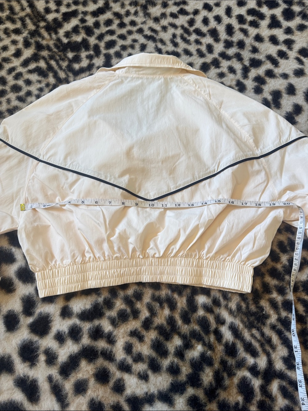 Nike Cream Cropped Bomber Jacket with Black Piping - Picture 5 of 6